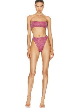 OSEREE Lumiere Square Neck Two-Piece Bikini Set in Raspberry Glitter sz Small